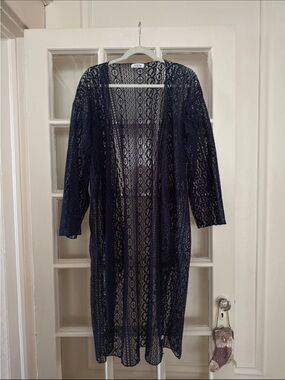 Jovie navy crochet cardigan